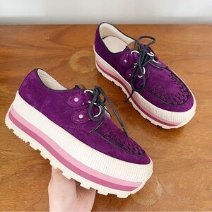 COACH • Platform Sneaker creeper chunky purple suede leather lug sole grunge